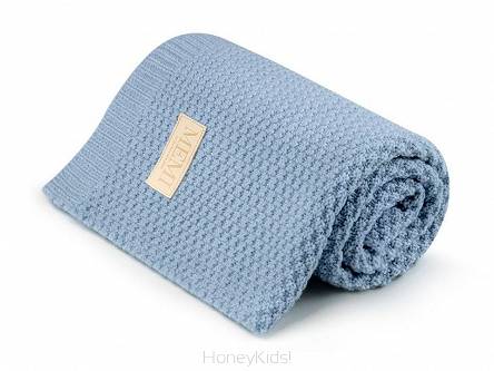 Kocyk ze 100% wełny merino baby blue - premium collection My Memi