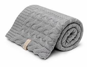 Kocyk warkocz ze 100% wełny merino grey - premium collecion My Memi