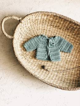 Sweterek wiązany dla lalki Miniland 38 cm zgaszona zieleń Tadaaam