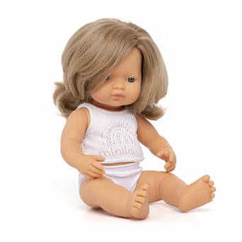 Lalka dziewczynka Europejka Ciemny Blond 38 cm Miniland 