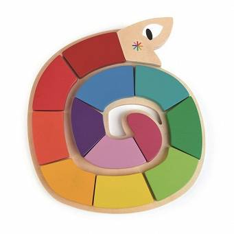Drewniana zabawka - Kolorowy wąż, kolory i kształty Tender Leaf Toys