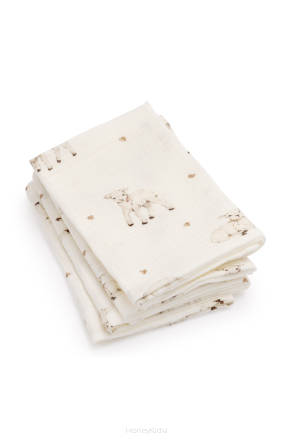 4-pak Pieluszek muślinowych z bawełny organicznej 35X35 - LITTLE SHEEPS My Memi