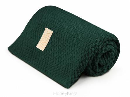 Kocyk ze 100% wełny merino bottle green - premium collection My Memi