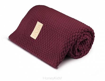 Kocyk ze 100% wełny merino burgundy - premium collection My Memi