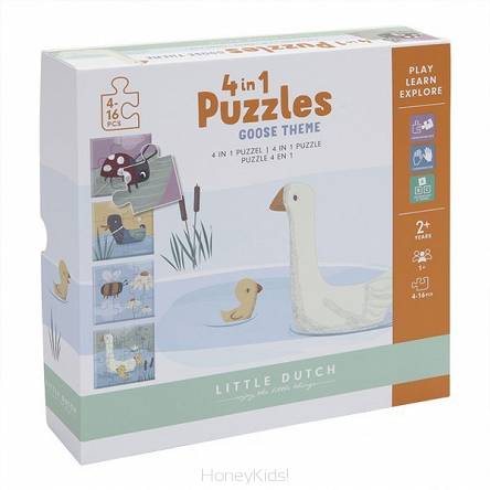 Puzzle 4 rodzaje zwierzątek Little Goose Little Dutch