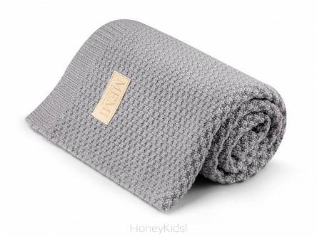 Kocyk ze 100% wełny merino grey - premium collection  MyMemi