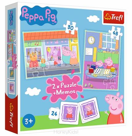 Puzzle 2w1 + memos: Dzień Peppy 3+ Trefl