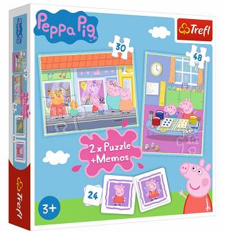 Puzzle 2w1 + memos: Dzień Peppy 3+ Trefl